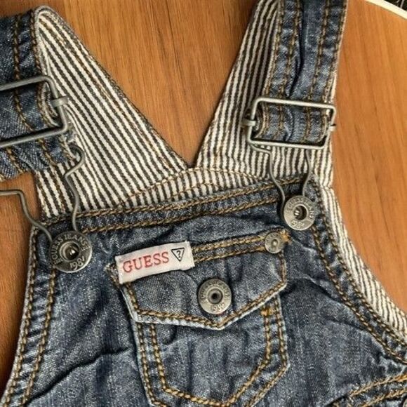 Vintage 1981s Guess Blue Denim Embroidered Overalls Baby Size 12M - Picture 2 of 15